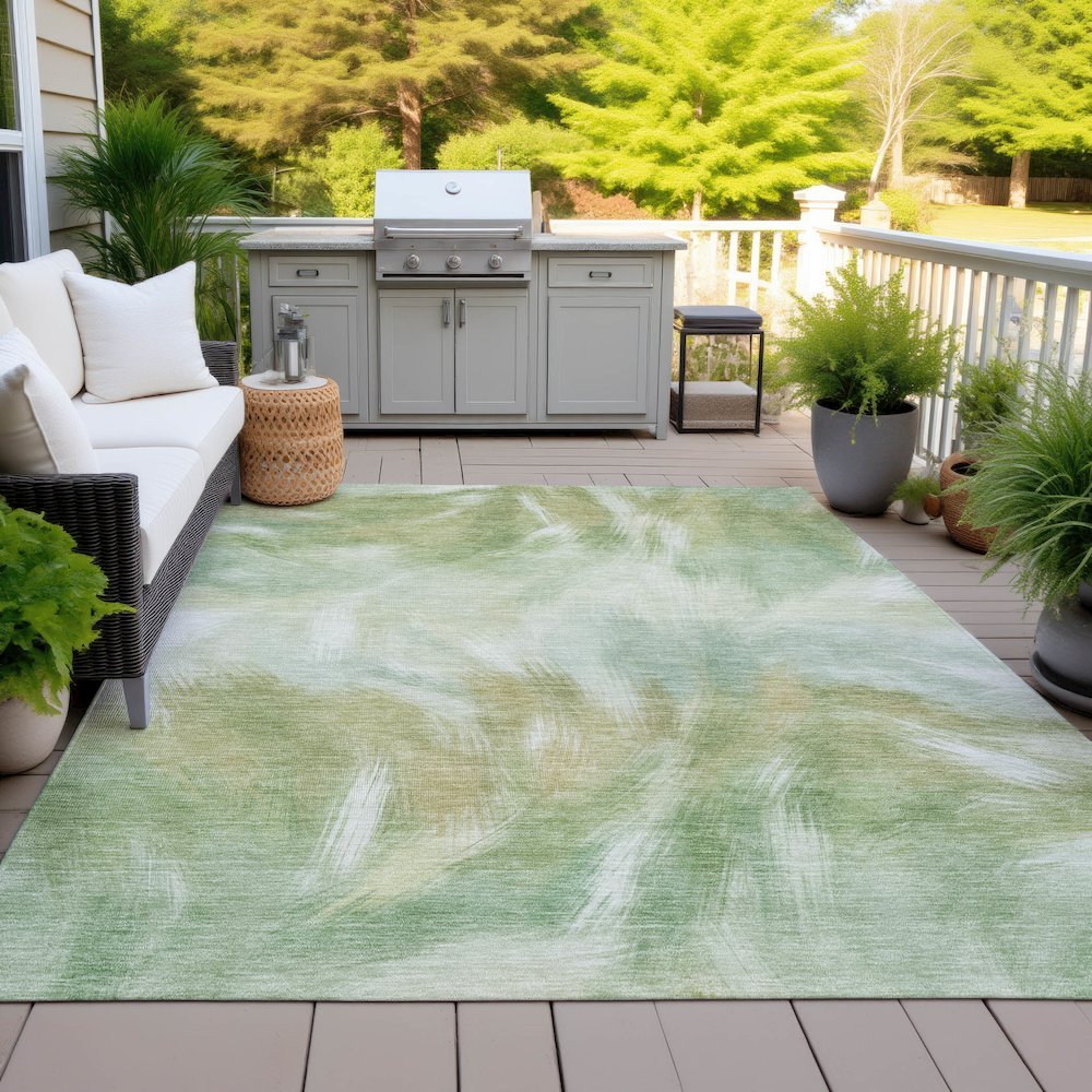 Machine Washable Indoor/Outdoor Chantille ACN2096 Green 8' x 10' Rug. Picture 7