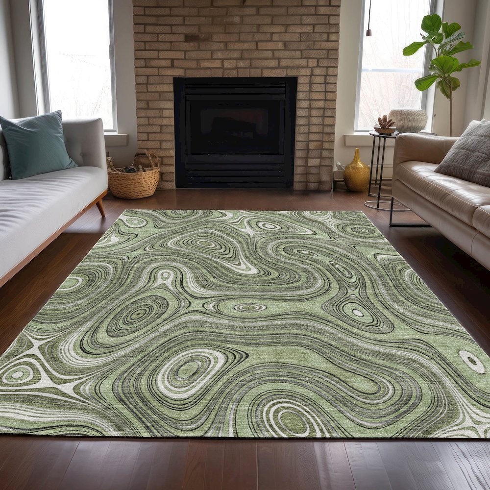 Machine Washable Indoor/Outdoor Chantille ACN2097 Aloe 8' x 10' Rug. Picture 6