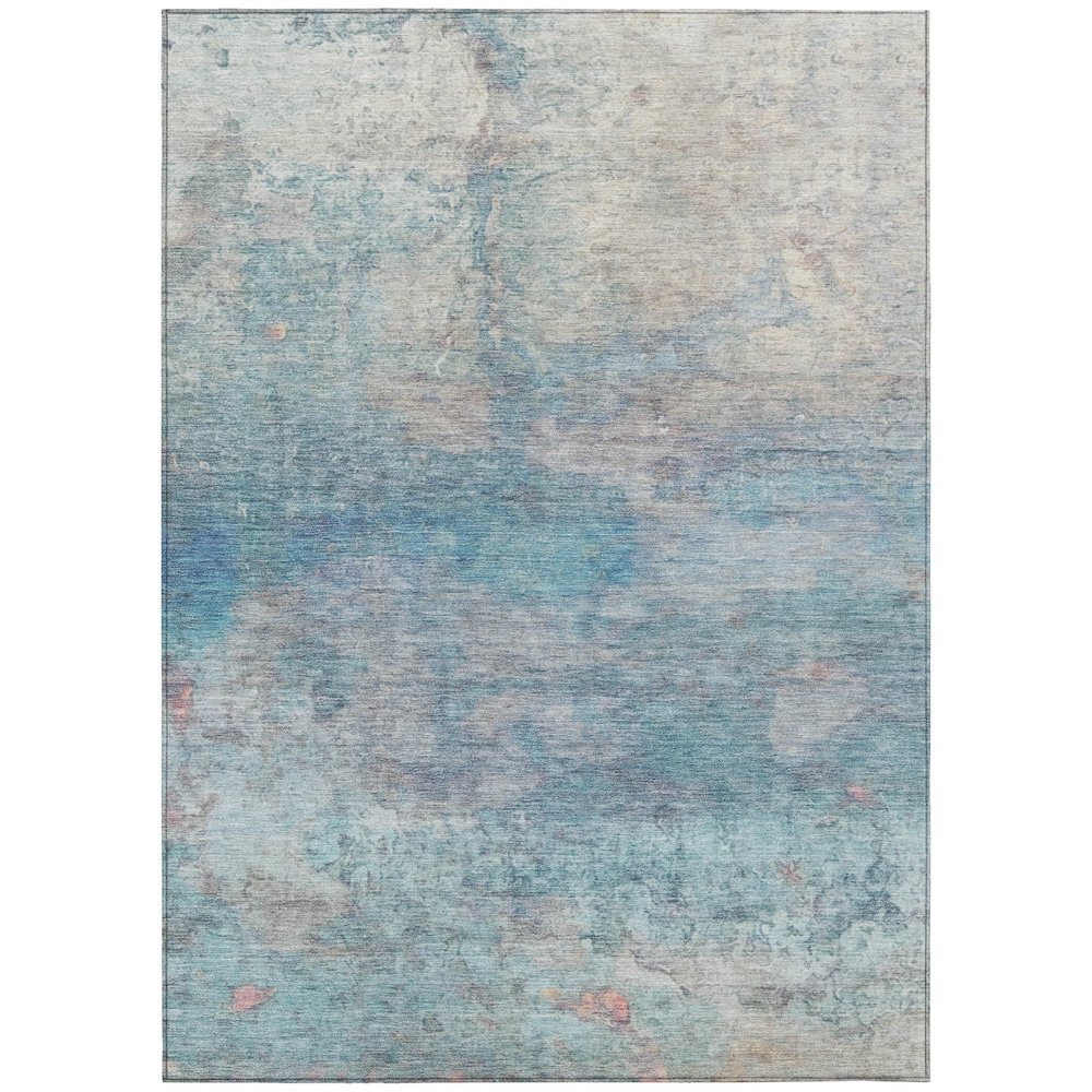 Machine Washable Indoor/Outdoor Chantille ACN2100 Aqua 8' x 10' Rug. Picture 1