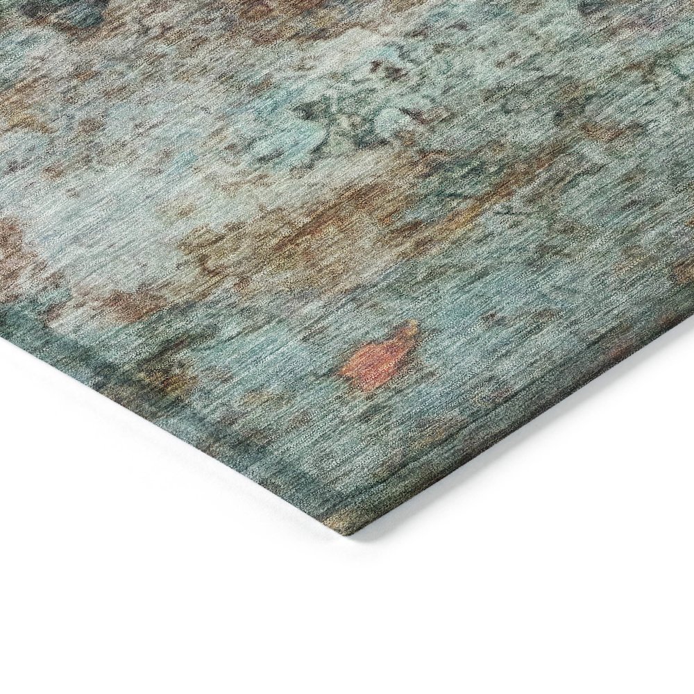 Machine Washable Indoor/Outdoor Chantille ACN2100 Teal 3' x 5' Rug. Picture 3