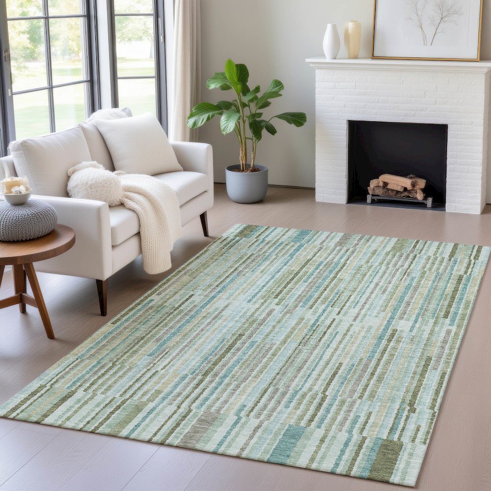 Machine Washable Indoor/Outdoor Chantille ACN2102 Aloe 8' x 10' Rug. Picture 5