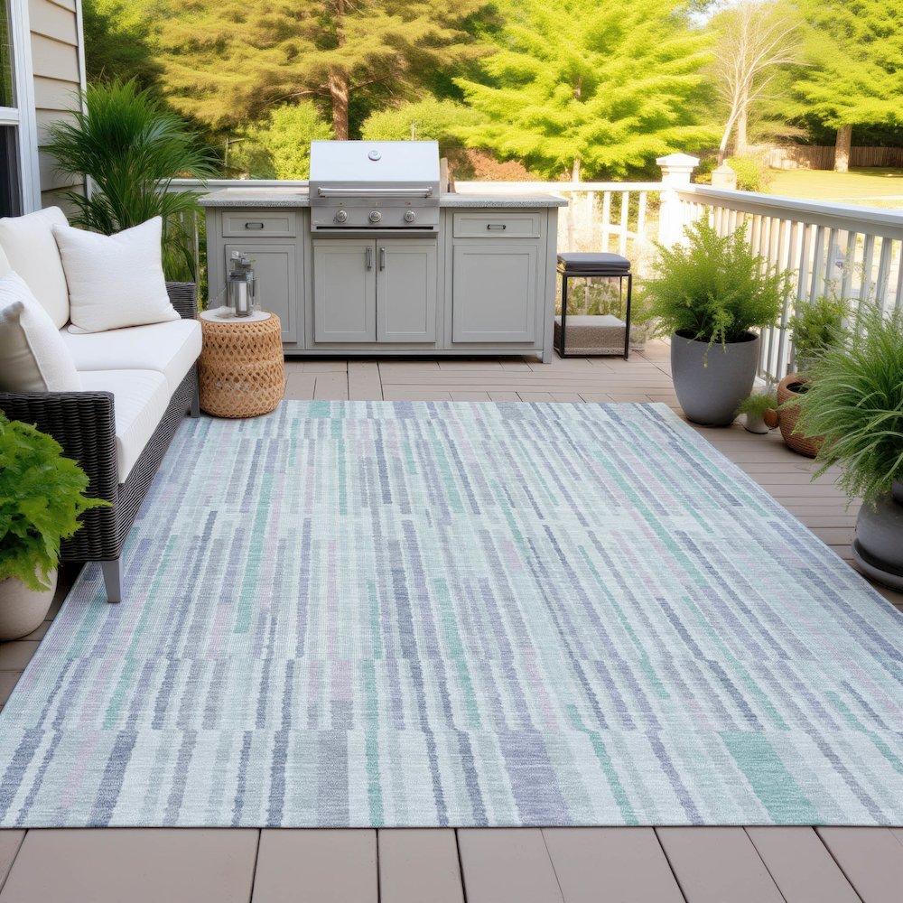 Machine Washable Indoor/Outdoor Chantille ACN2102 Mint 8' x 10' Rug. Picture 7