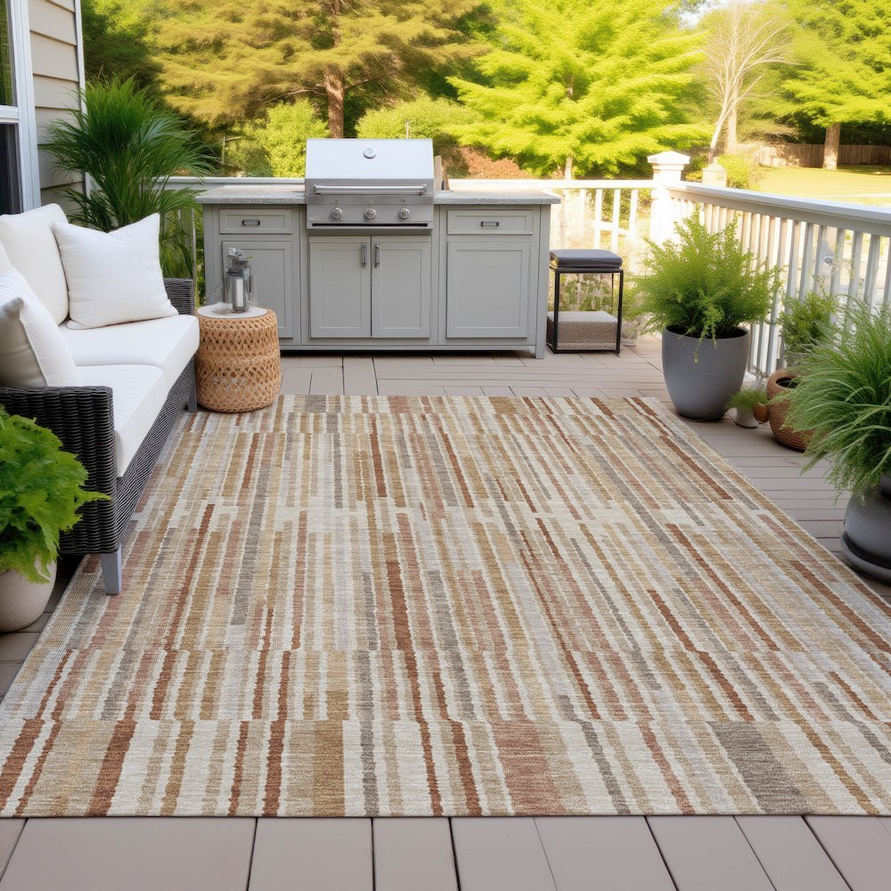 Machine Washable Indoor/Outdoor Chantille ACN2102 Terracotta 8' x 10' Rug. Picture 7