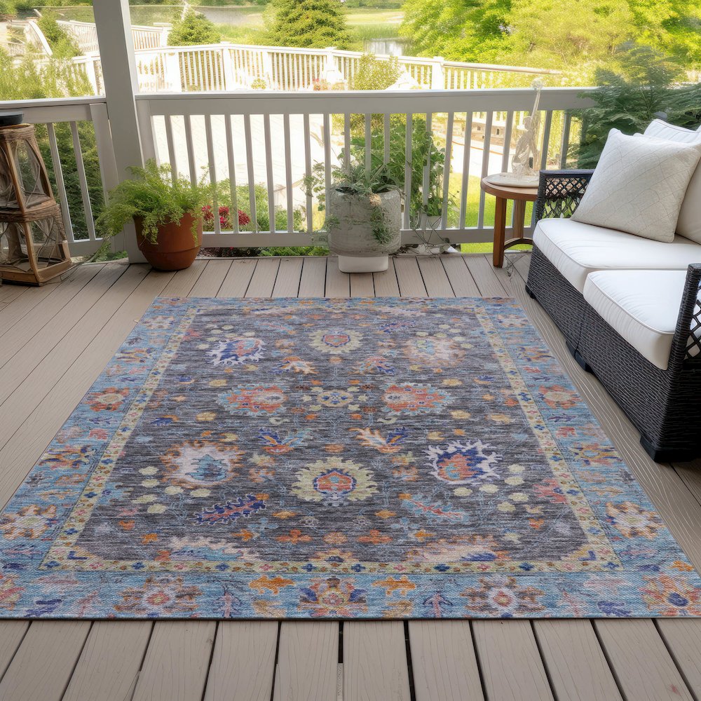 Machine Washable Indoor/Outdoor Chantille ACN2104 Gray 8' x 10' Rug. Picture 8