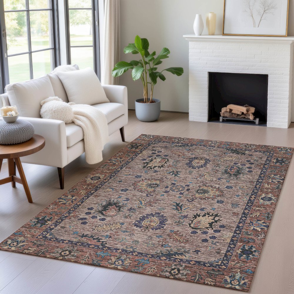 Machine Washable Indoor/Outdoor Chantille ACN2104 Mocha 8' x 10' Rug. Picture 5