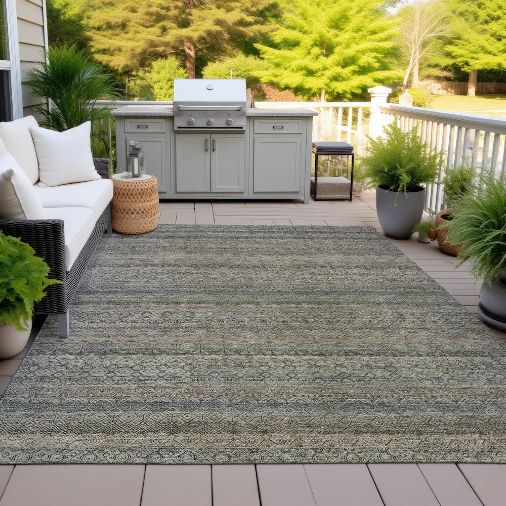 Machine Washable Indoor/Outdoor Chantille ACN2105 Chocolate 8' x 10' Rug. Picture 7
