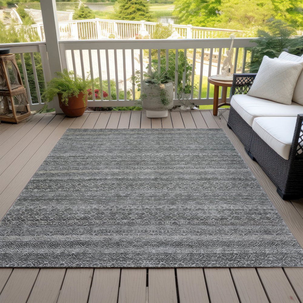 Machine Washable Indoor/Outdoor Chantille ACN2105 Pewter 8' x 10' Rug. Picture 8