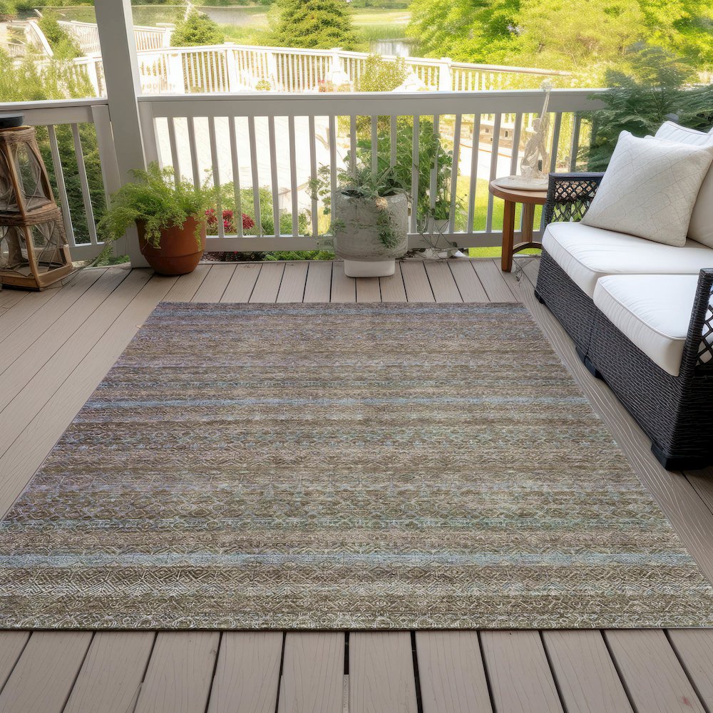 Machine Washable Indoor/Outdoor Chantille ACN2106 Brown 8' x 10' Rug. Picture 8