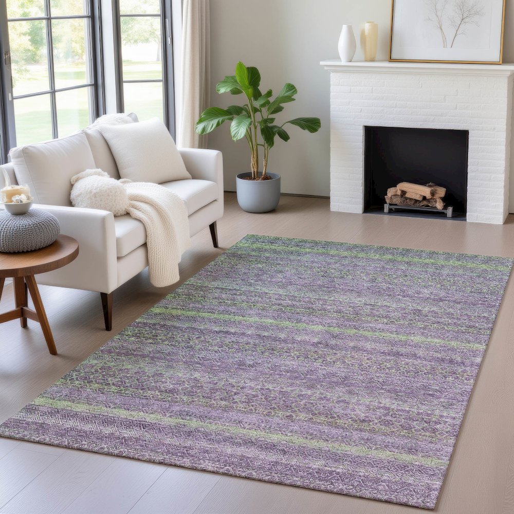 Machine Washable Indoor/Outdoor Chantille ACN2106 Purple 8' x 10' Rug. Picture 5