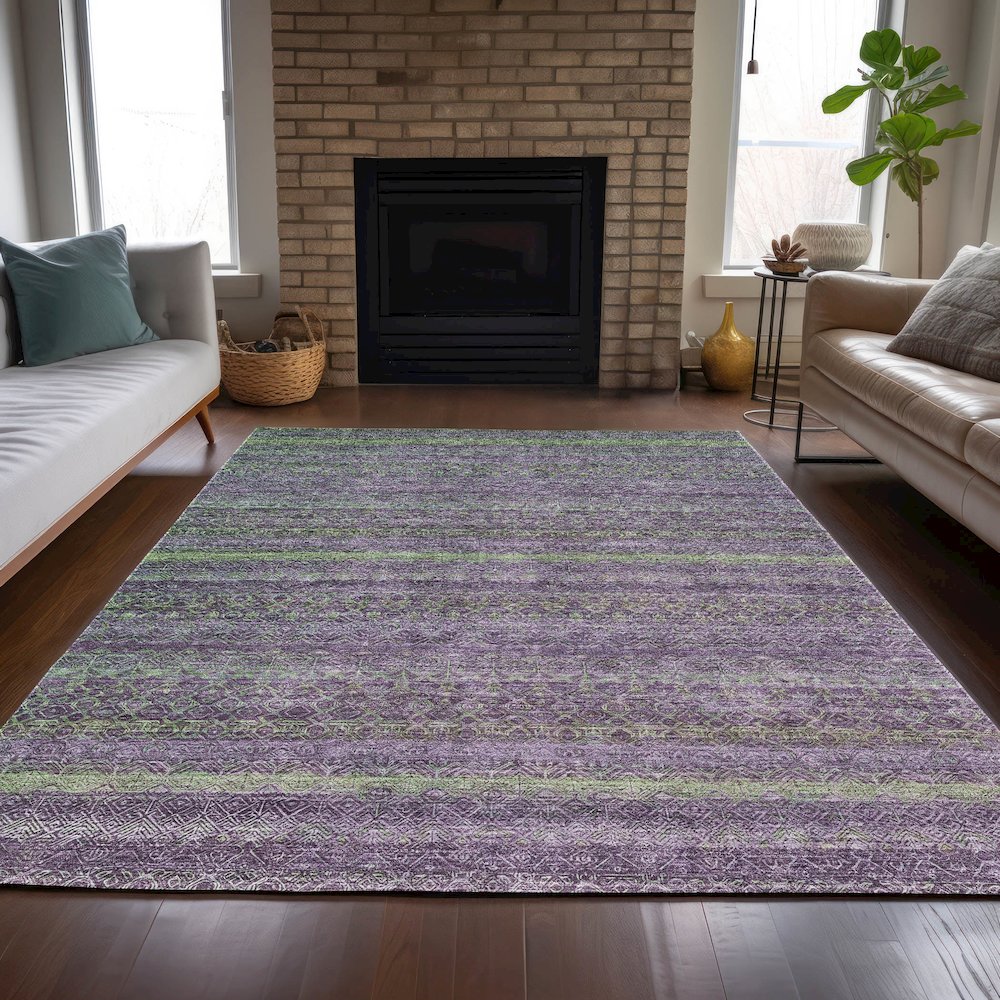 Machine Washable Indoor/Outdoor Chantille ACN2106 Purple 8' x 10' Rug. Picture 6