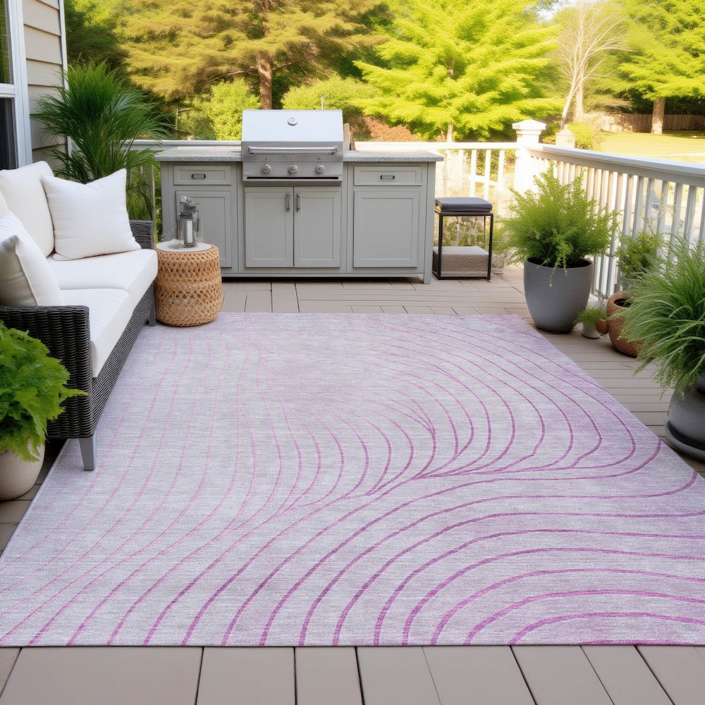 Machine Washable Indoor/Outdoor Chantille ACN2107 Blush 8' x 10' Rug. Picture 7