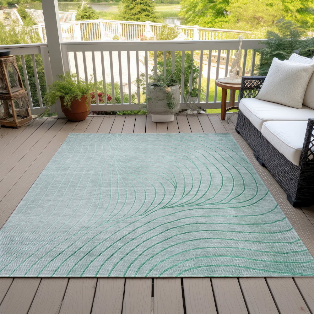 Machine Washable Indoor/Outdoor Chantille ACN2107 Mint 8' x 10' Rug. Picture 8