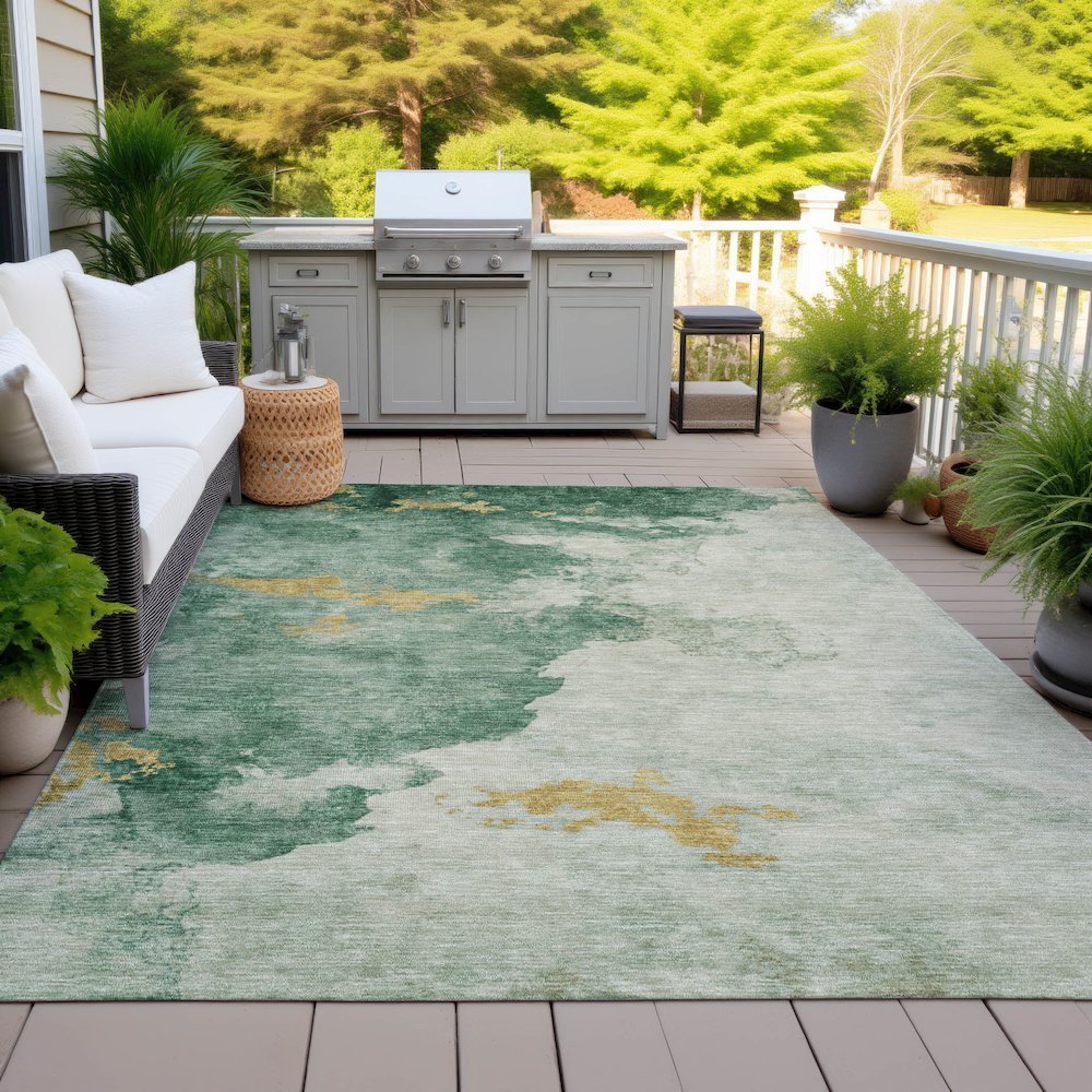 Machine Washable Indoor/Outdoor Chantille ACN2108 Emerald 8' x 10' Rug. Picture 7