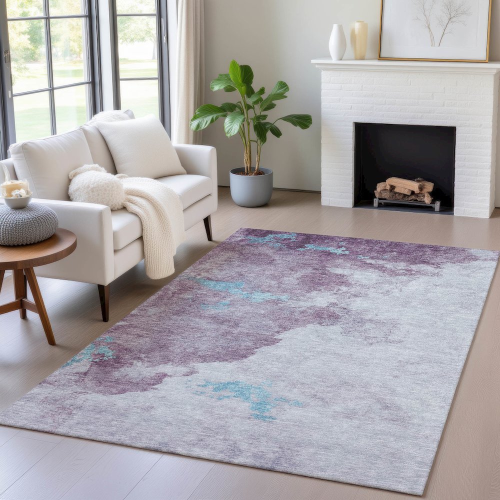 Machine Washable Indoor/Outdoor Chantille ACN2108 Lavender 8' x 10' Rug. Picture 5