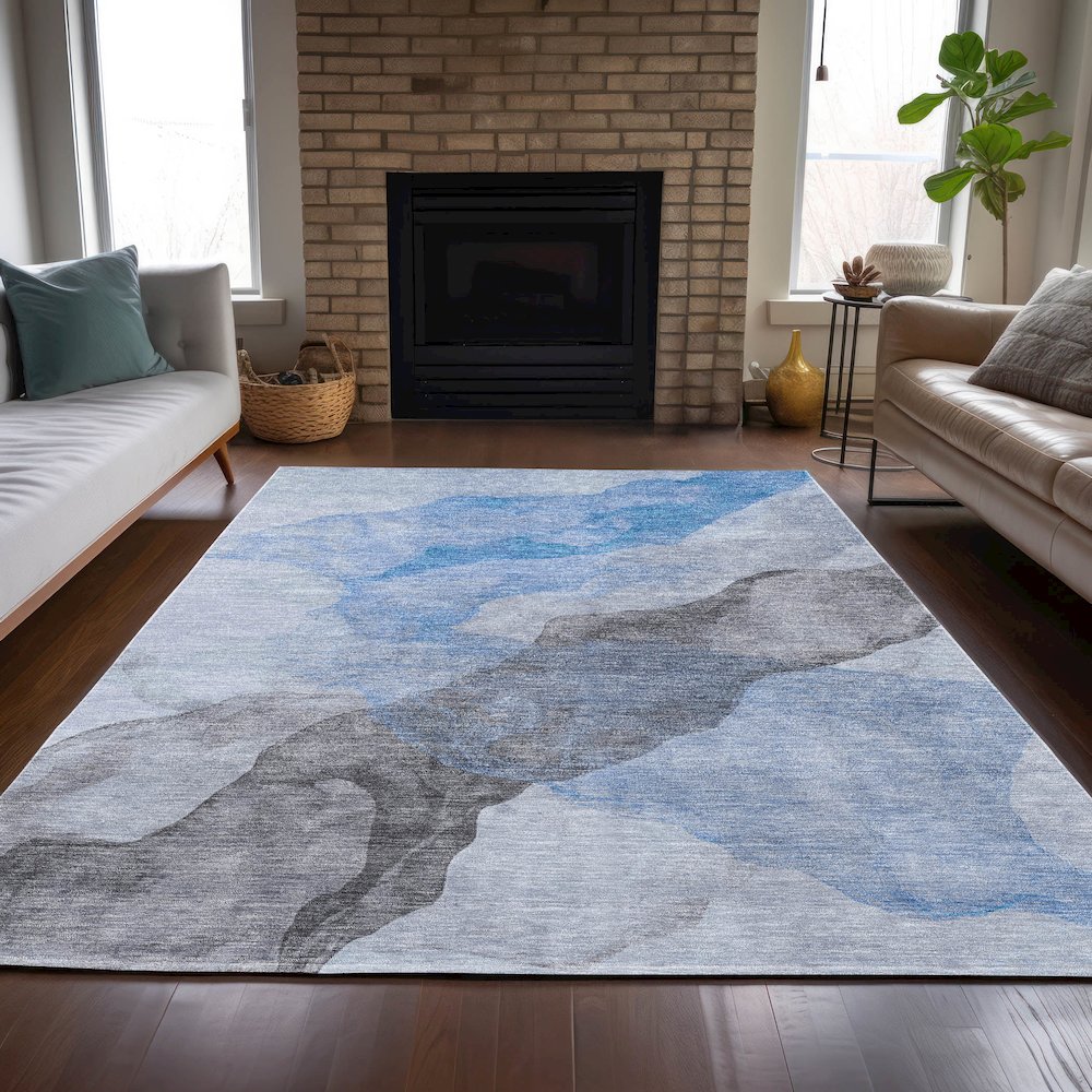 Machine Washable Indoor/Outdoor Chantille ACN2109 Sky 8' x 10' Rug. Picture 6