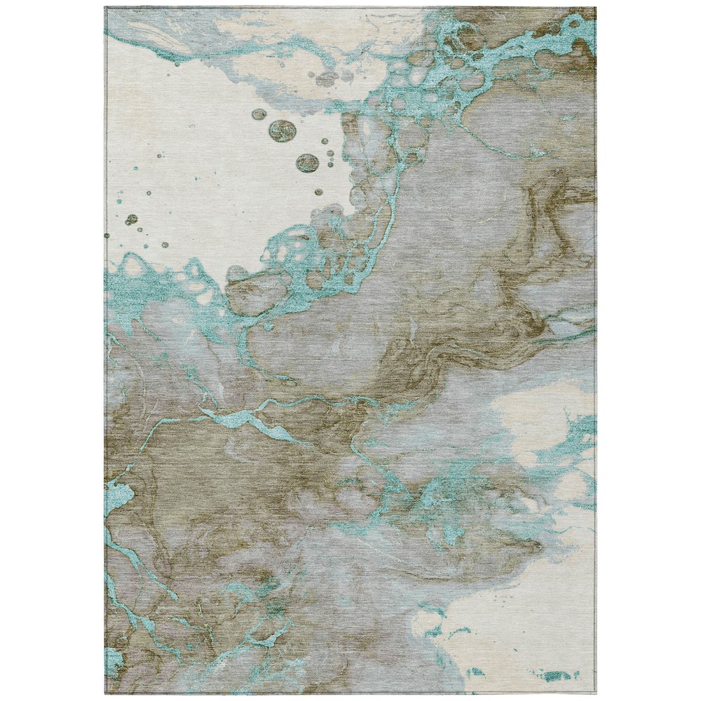 Machine Washable Indoor/Outdoor Chantille ACN2110 Teal 8' x 10' Rug. Picture 1