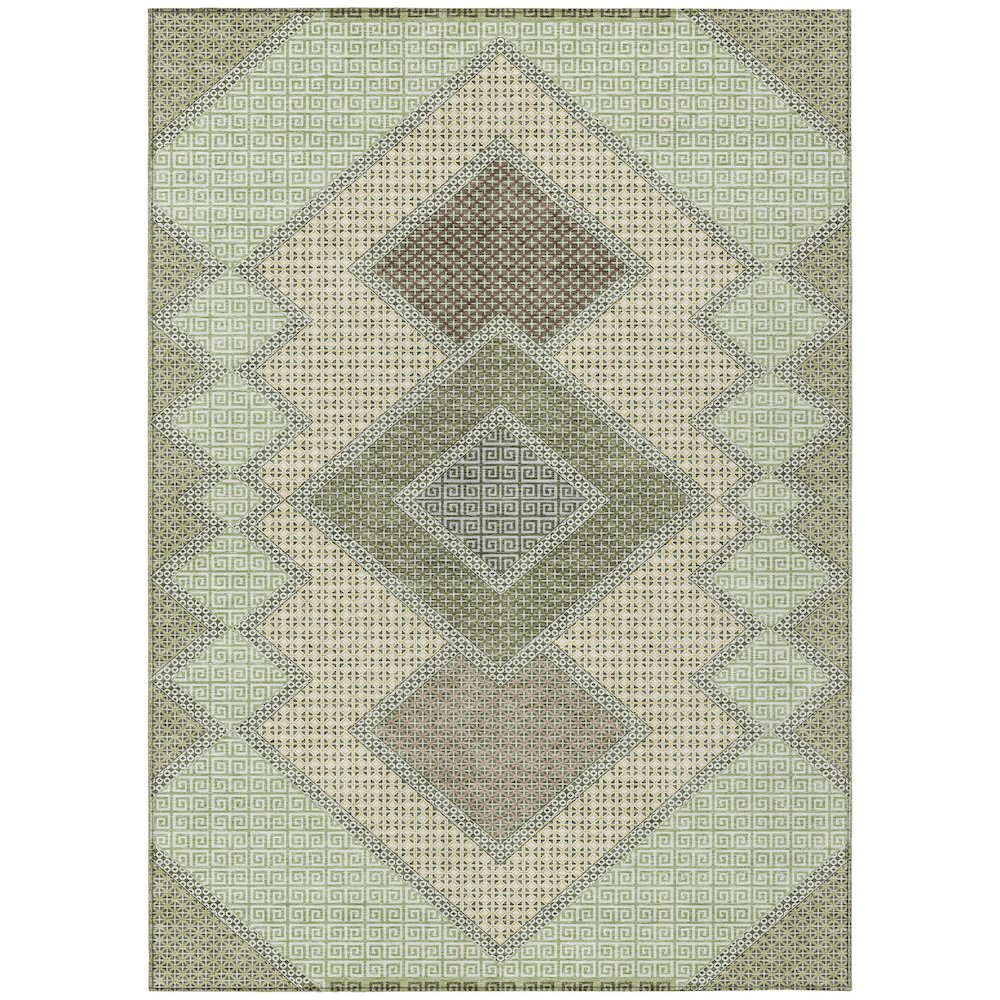 Machine Washable Indoor/Outdoor Chantille ACN2111 Green 8' x 10' Rug. Picture 1