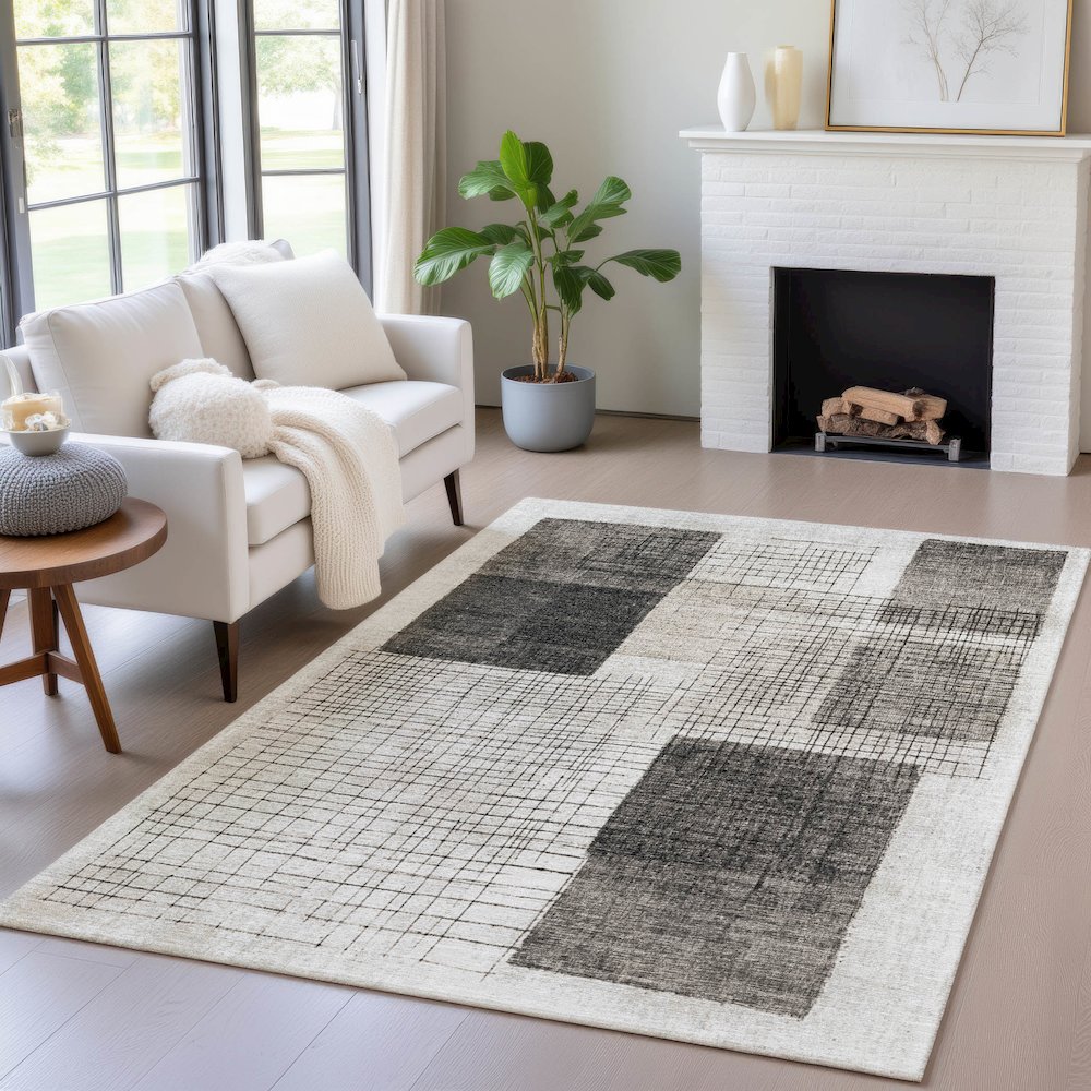 Machine Washable Indoor/Outdoor Chantille ACN2112 Ivory 8' x 10' Rug. Picture 5