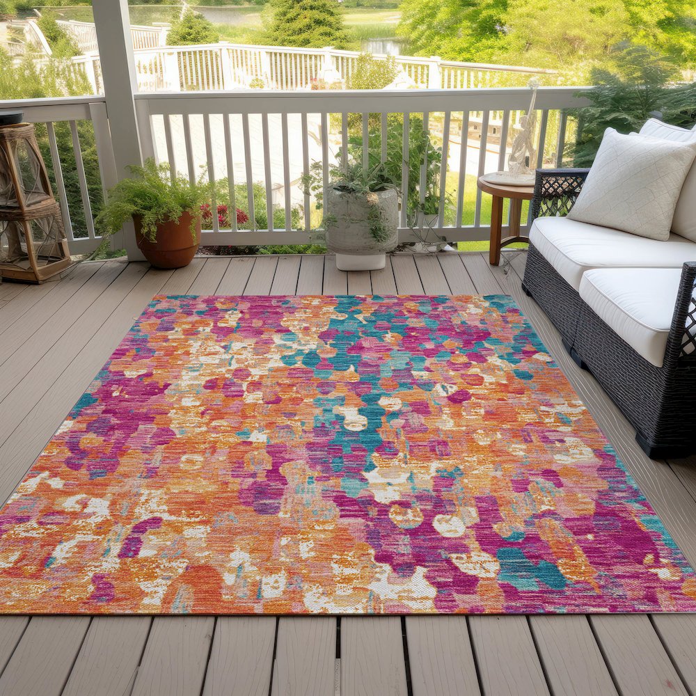 Machine Washable Indoor/Outdoor Chantille ACN2115 Blush 8' x 10' Rug. Picture 8