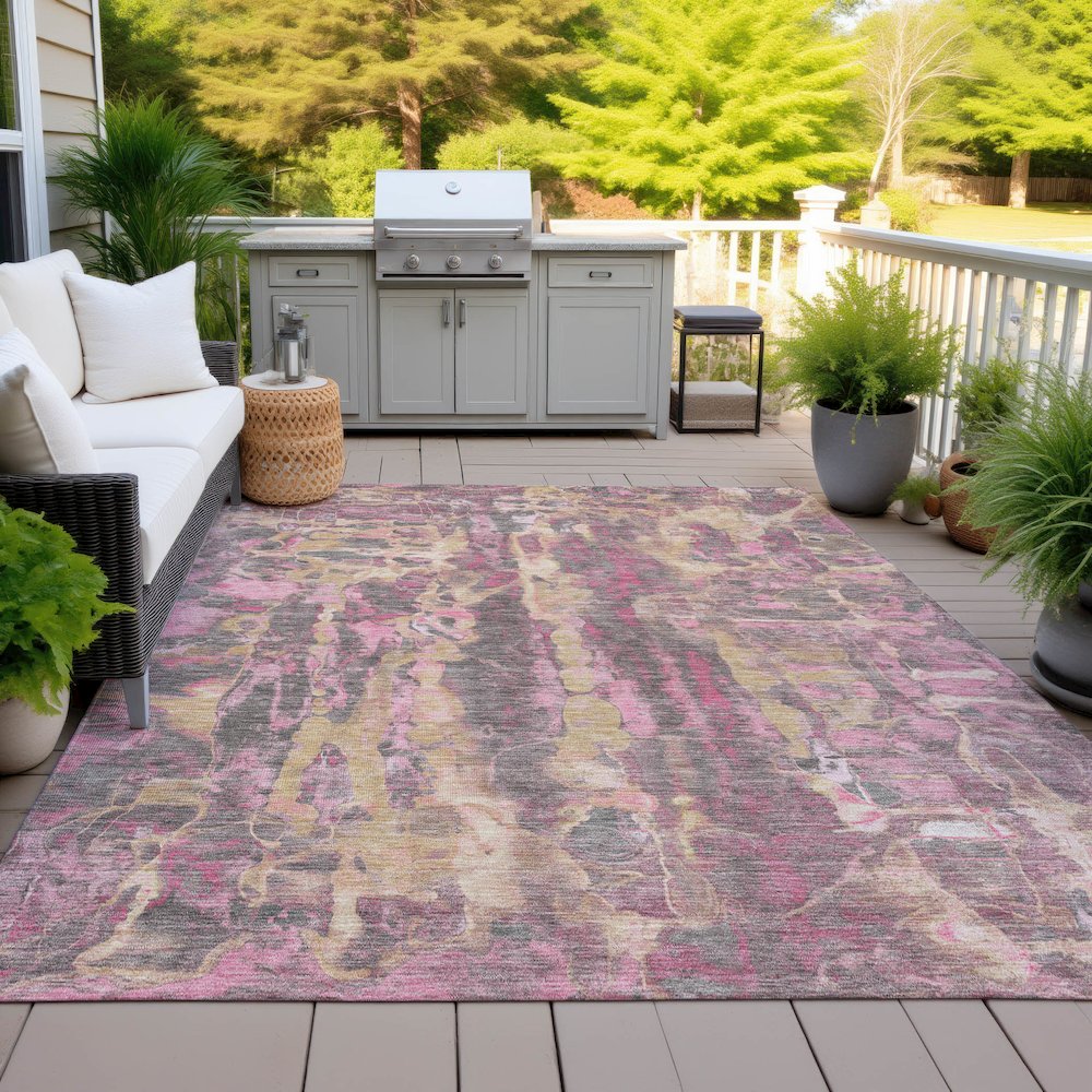 Machine Washable Indoor/Outdoor Chantille ACN2120 Blush 8' x 10' Rug. Picture 7