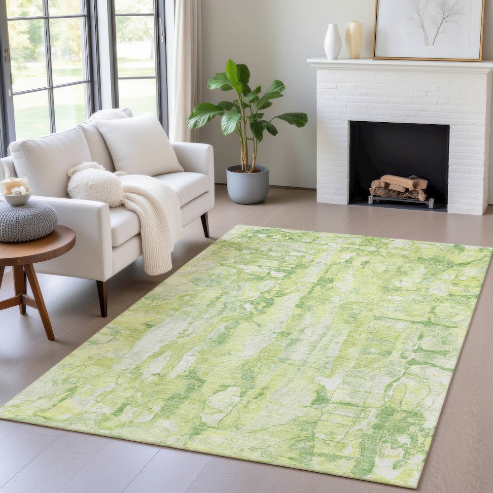 Machine Washable Indoor/Outdoor Chantille ACN2120 Lime 8' x 10' Rug. Picture 5