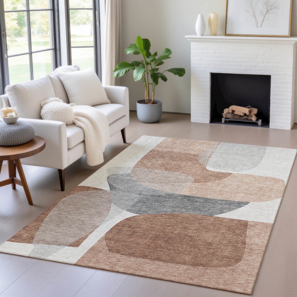 Machine Washable Indoor/Outdoor Chantille ACN2121 Paprika 8' x 10' Rug. Picture 5