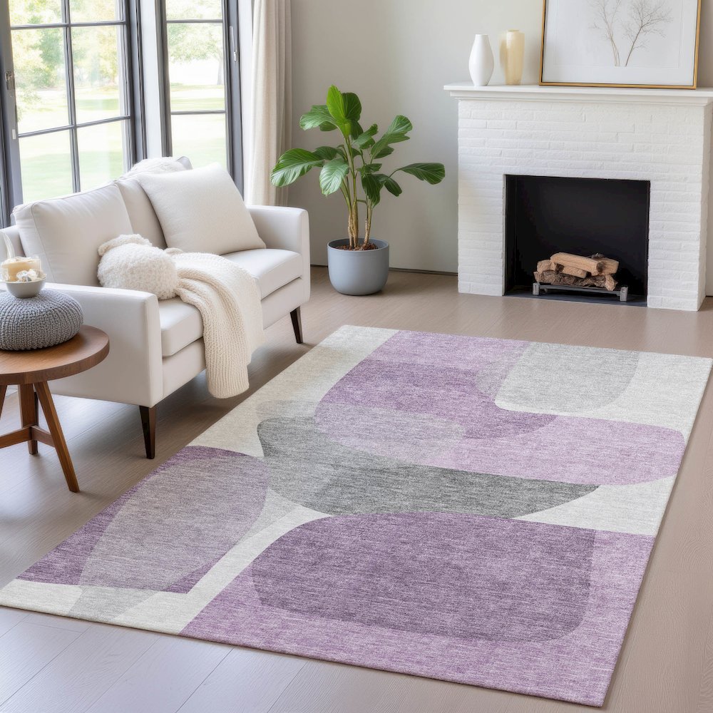 Machine Washable Indoor/Outdoor Chantille ACN2121 Purple 8' x 10' Rug. Picture 5