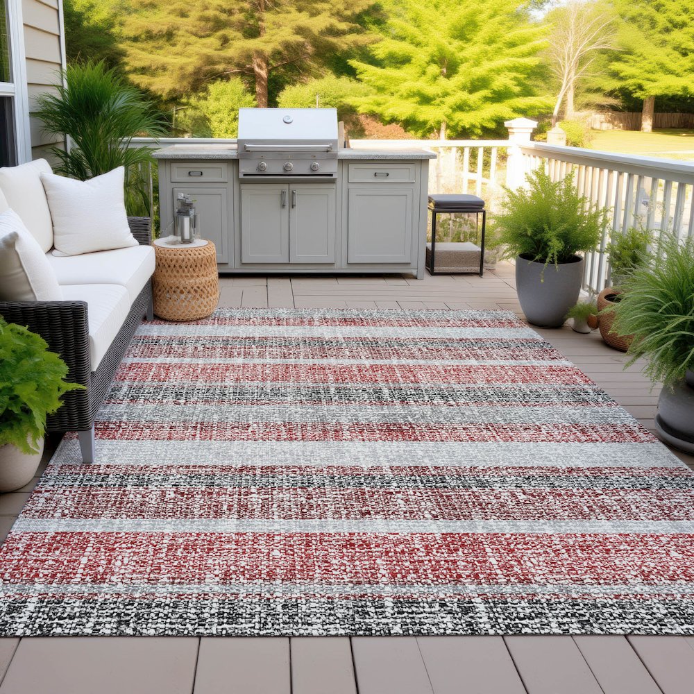 Machine Washable Indoor/Outdoor Chantille ACN2122 Burgundy 8' x 10' Rug. Picture 7