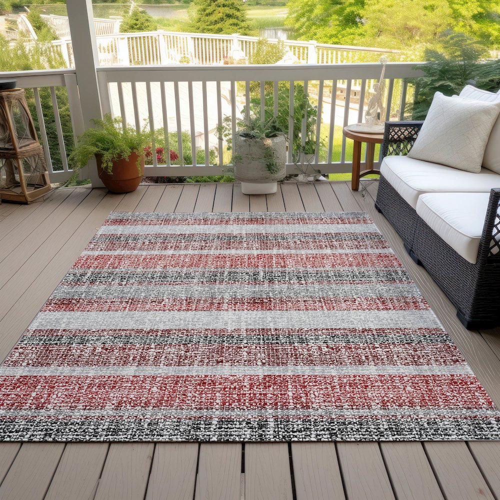 Machine Washable Indoor/Outdoor Chantille ACN2122 Burgundy 8' x 10' Rug. Picture 8