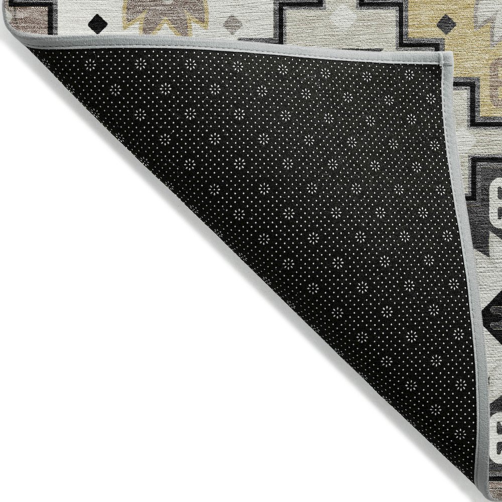 Machine Washable Indoor/Outdoor Chantille ACN2123 Black 3' x 5' Rug. Picture 2