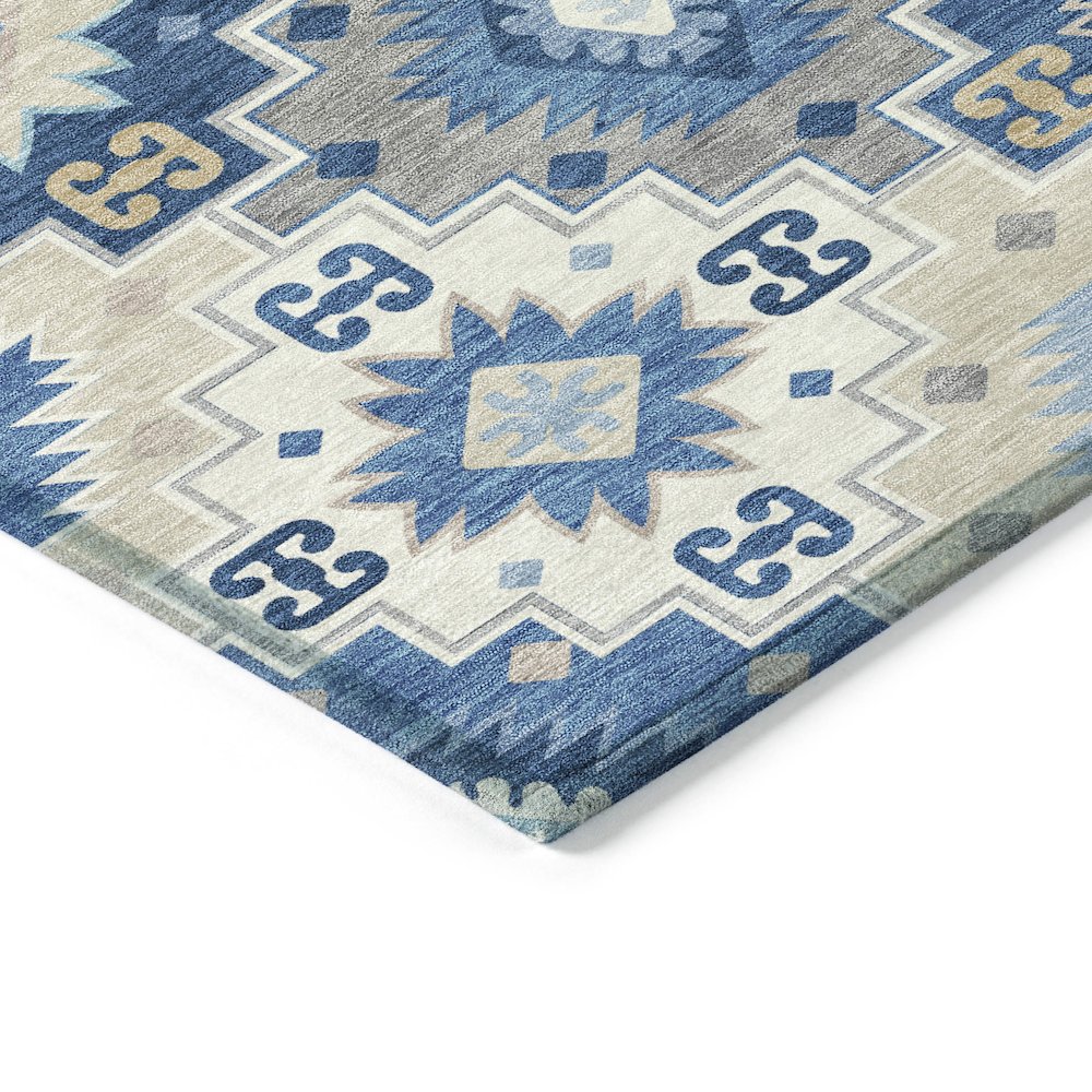 Machine Washable Indoor/Outdoor Chantille ACN2123 Blue 3' x 5' Rug. Picture 3