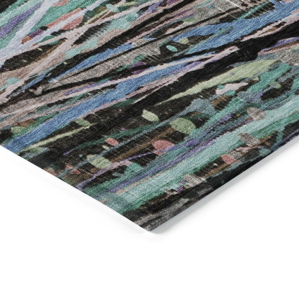Machine Washable Indoor/Outdoor Chantille ACN2125 Blue 3' x 5' Rug. Picture 3