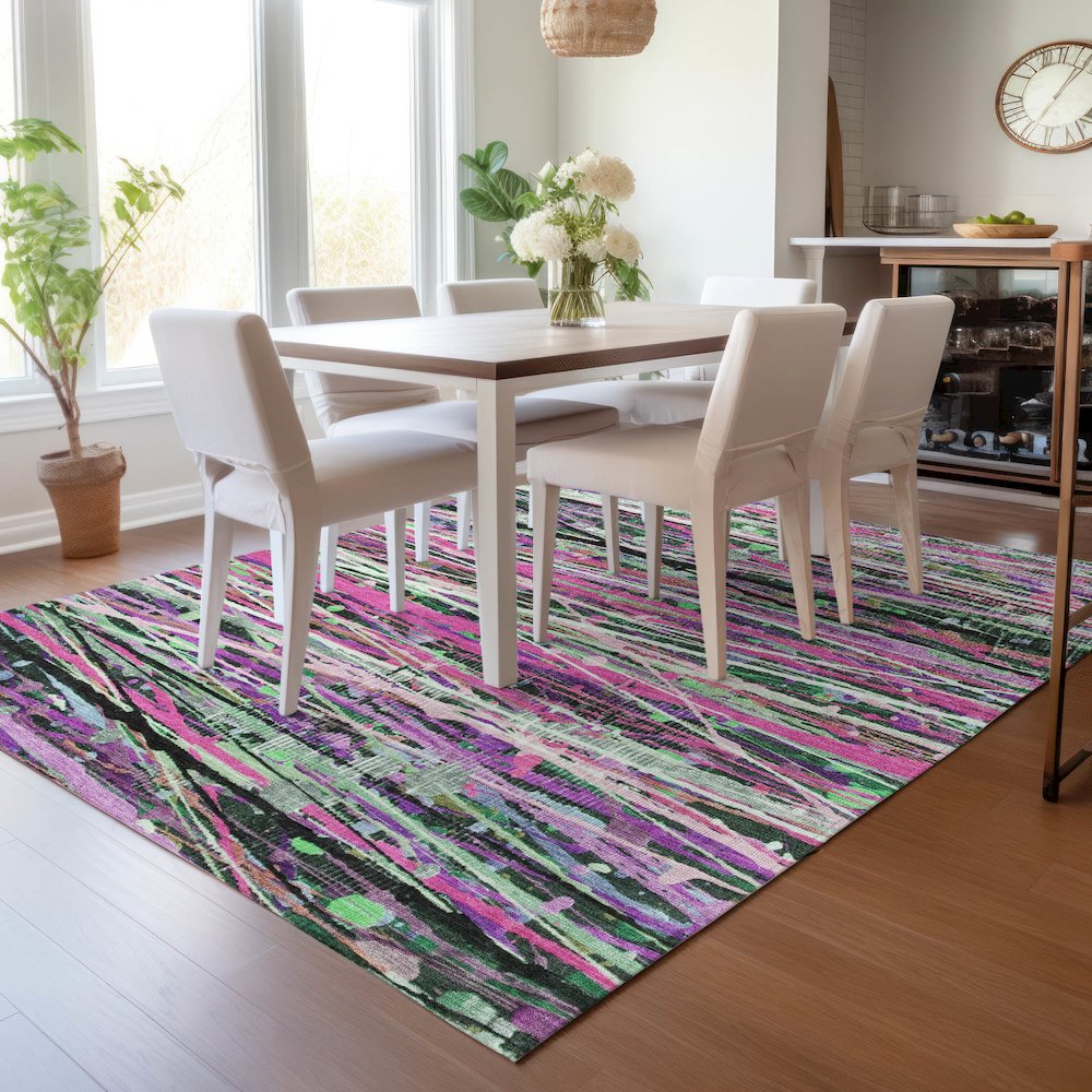 Machine Washable Indoor/Outdoor Chantille ACN2125 Pink 8' x 10' Rug. Picture 5