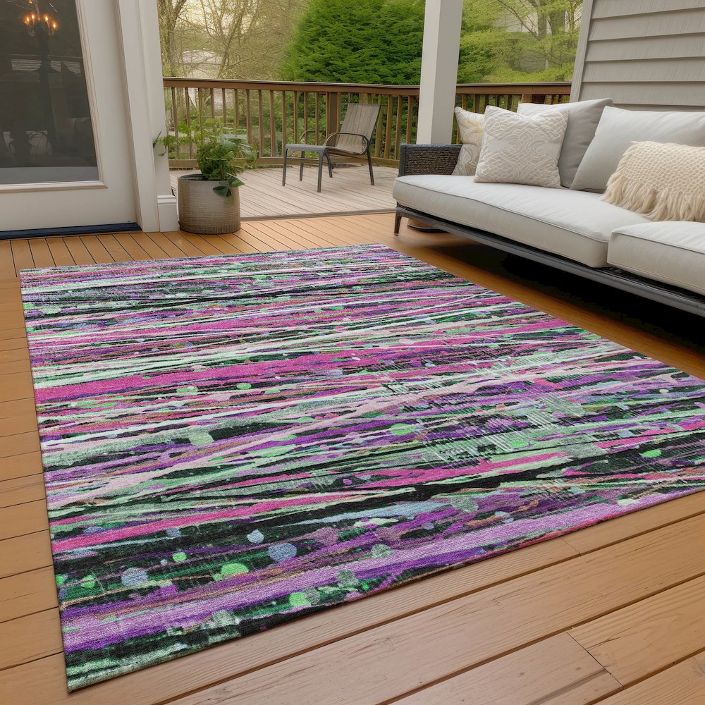 Machine Washable Indoor/Outdoor Chantille ACN2125 Pink 8' x 10' Rug. Picture 7