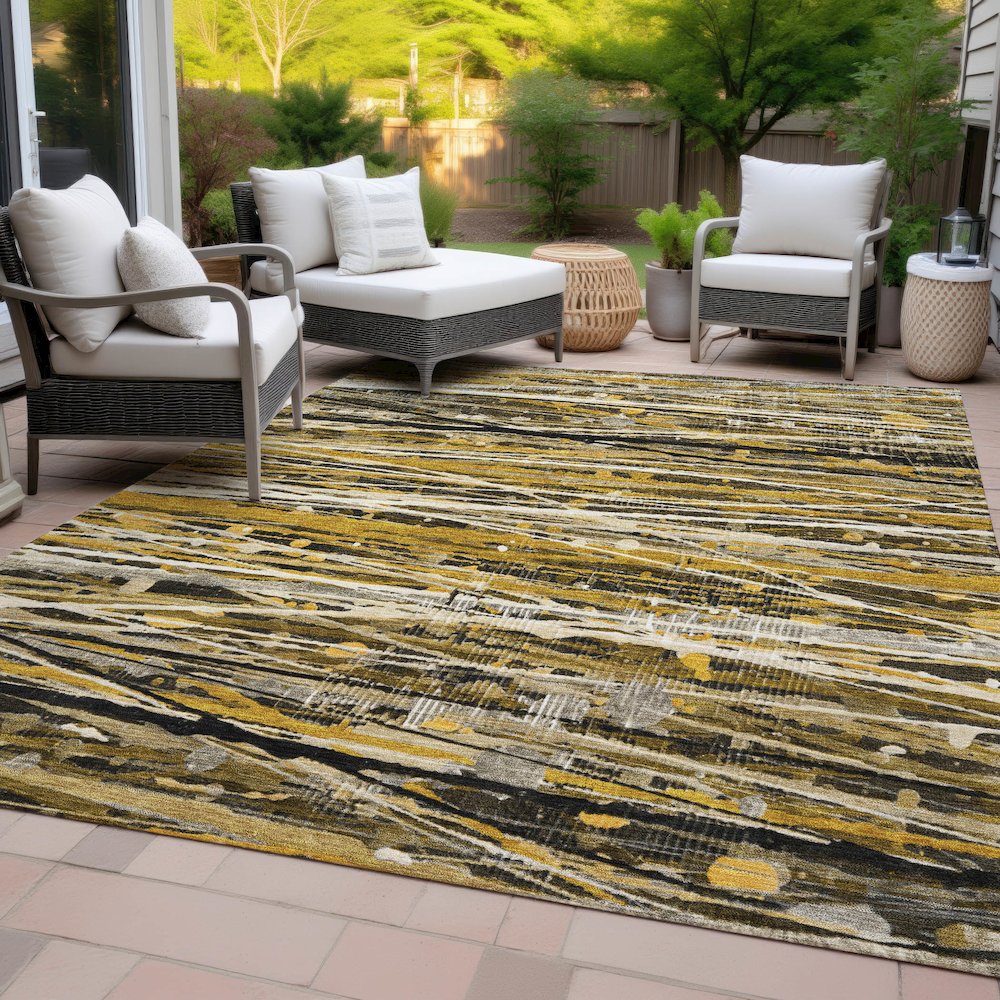 Machine Washable Indoor/Outdoor Chantille ACN2126 Brown 8' x 10' Rug. Picture 8
