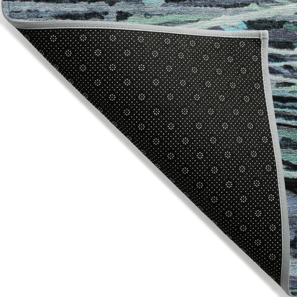 Machine Washable Indoor/Outdoor Chantille ACN2126 Teal 3' x 5' Rug. Picture 2