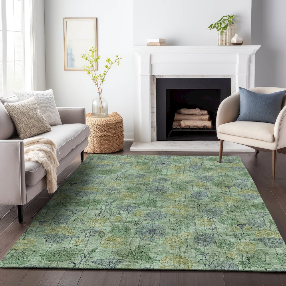 Machine Washable Indoor/Outdoor Chantille ACN2128 Aloe 8' x 10' Rug. Picture 6