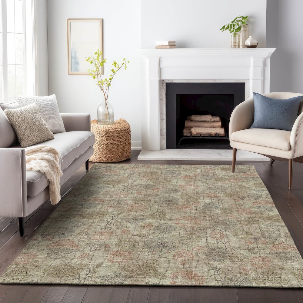 Machine Washable Indoor/Outdoor Chantille ACN2128 Brown 8' x 10' Rug. Picture 6