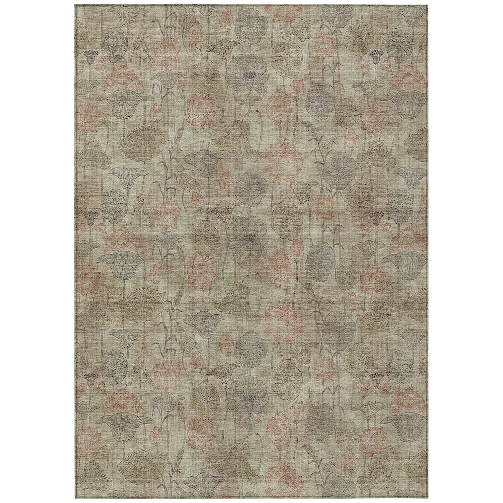 Machine Washable Indoor/Outdoor Chantille ACN2128 Brown 8' x 10' Rug. Picture 1