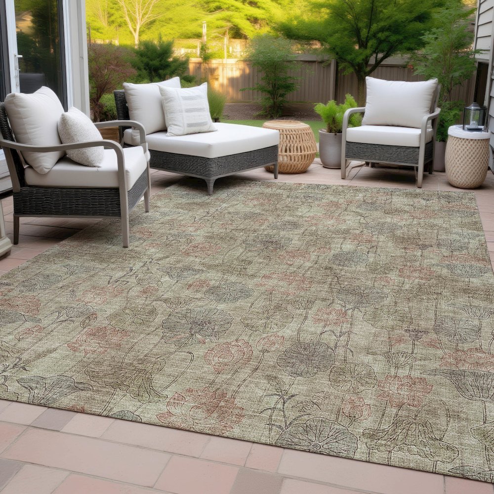 Machine Washable Indoor/Outdoor Chantille ACN2128 Brown 8' x 10' Rug. Picture 8