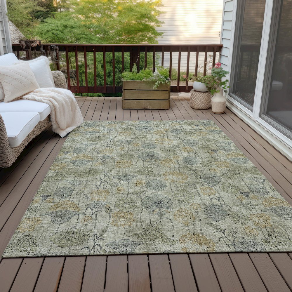 Machine Washable Indoor/Outdoor Chantille ACN2128 Khaki 8' x 10' Rug. Picture 7
