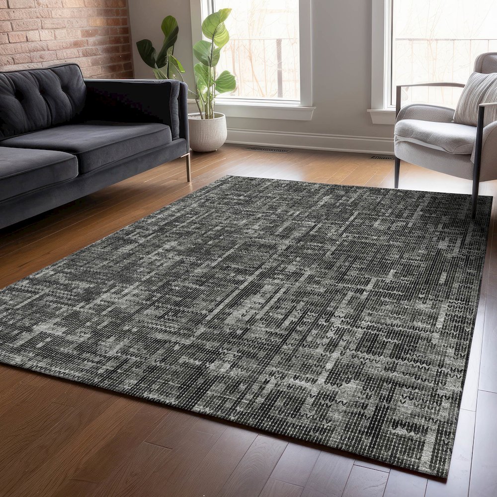 Machine Washable Indoor/Outdoor Chantille ACN2130 Charcoal 8' x 10' Rug. Picture 5