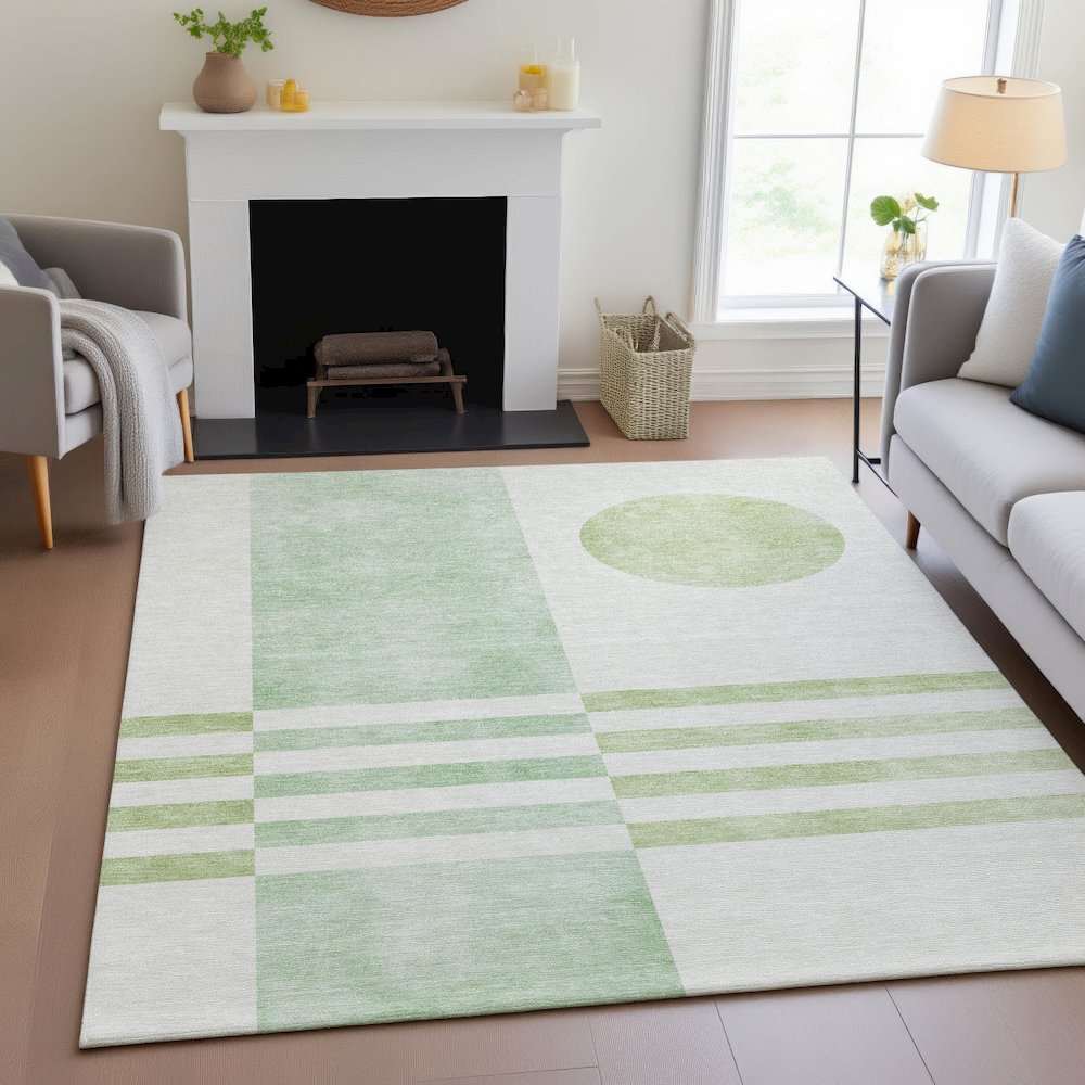 Machine Washable Indoor/Outdoor Chantille ACN2131 Green 8' x 10' Rug. Picture 5