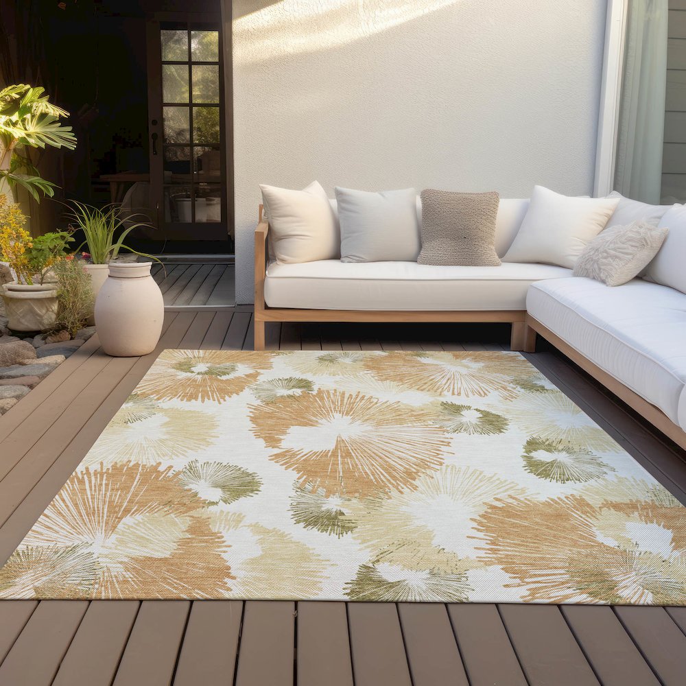 Machine Washable Indoor/Outdoor Chantille ACN2132 Coral 8' x 10' Rug. Picture 7