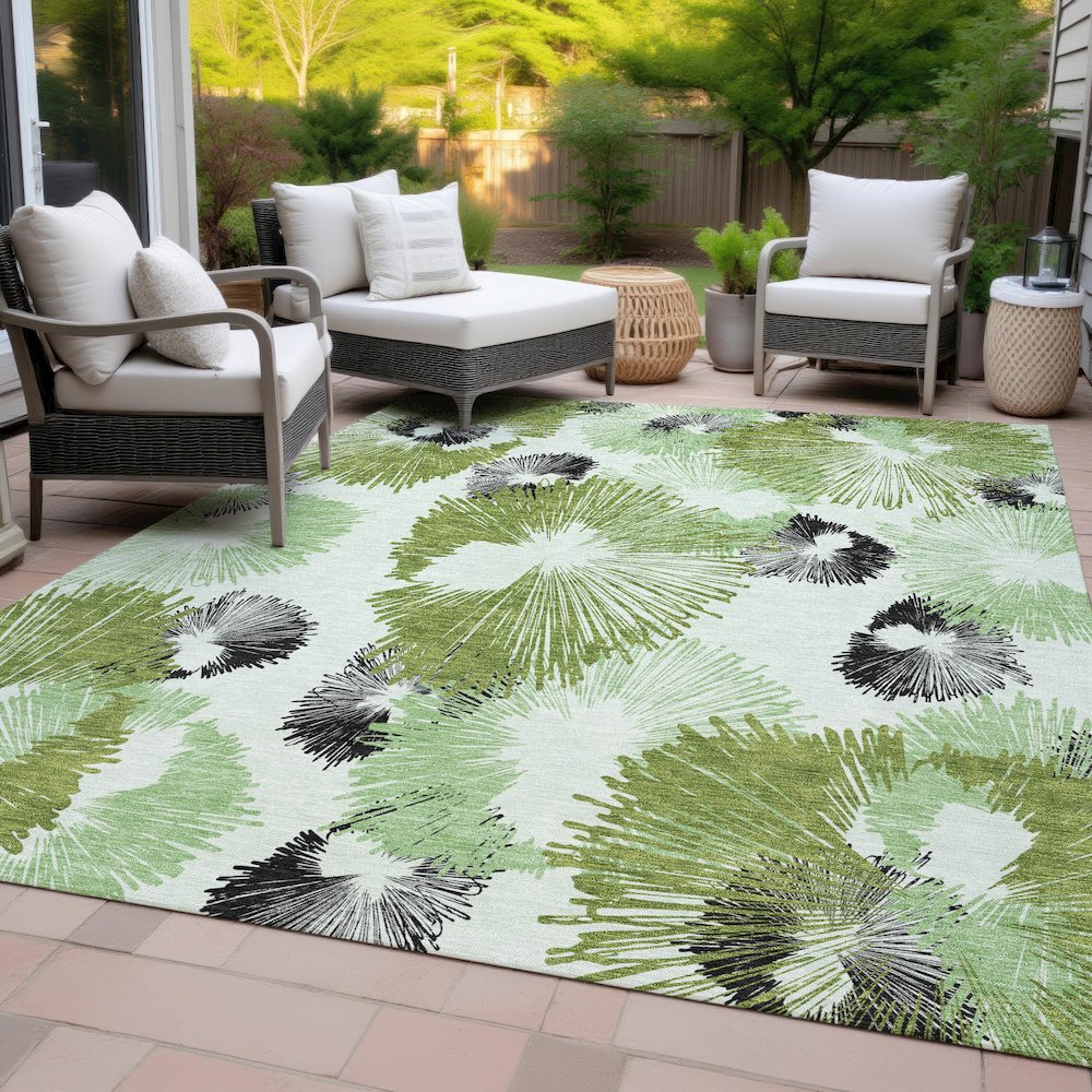 Machine Washable Indoor/Outdoor Chantille ACN2132 Olive 8' x 10' Rug. Picture 8