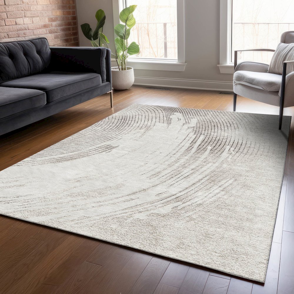 Machine Washable Indoor/Outdoor Chantille ACN2133 Ivory 8' x 10' Rug. Picture 5