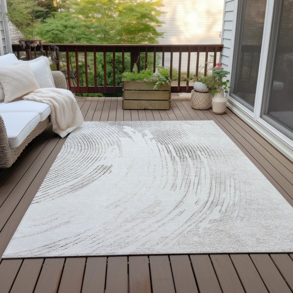 Machine Washable Indoor/Outdoor Chantille ACN2133 Ivory 8' x 10' Rug. Picture 7