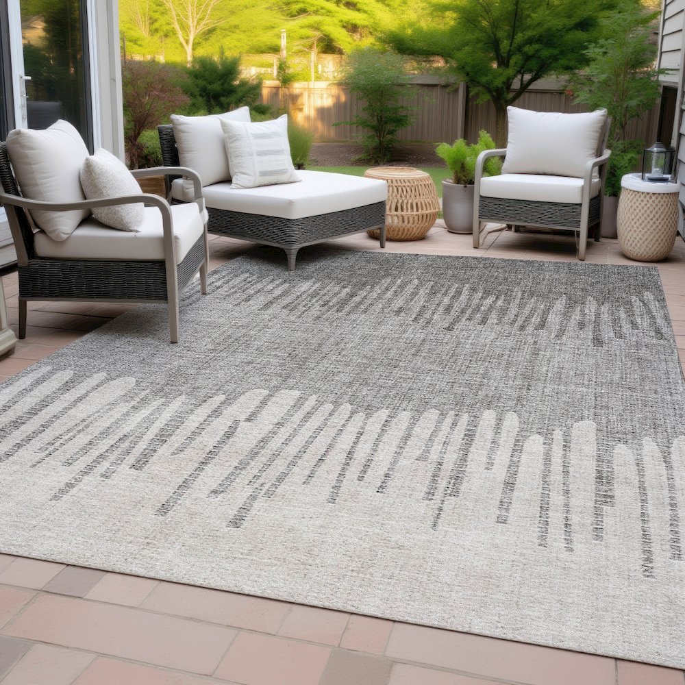 Machine Washable Indoor/Outdoor Chantille ACN2135 Gray 8' x 10' Rug. Picture 8