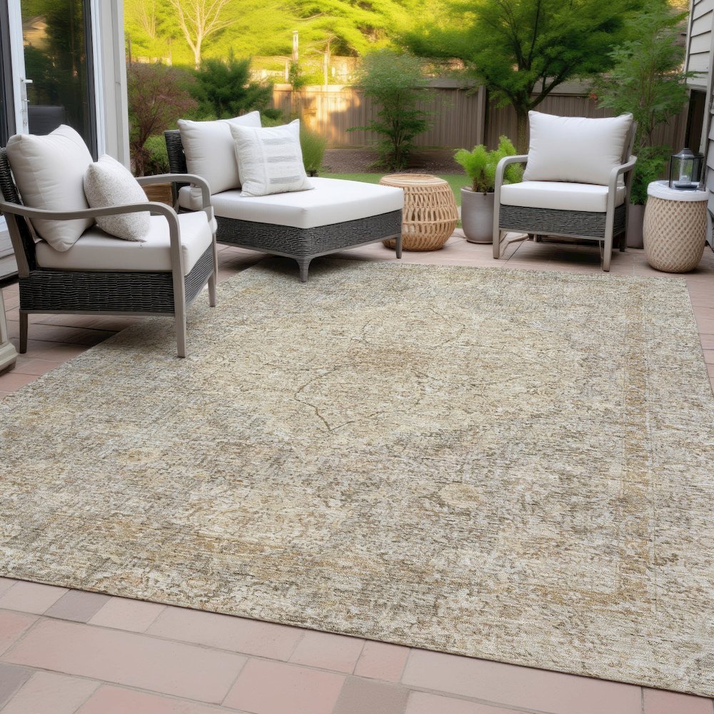 Machine Washable Indoor/Outdoor Chantille ACN2136 Beige 8' x 10' Rug. Picture 8