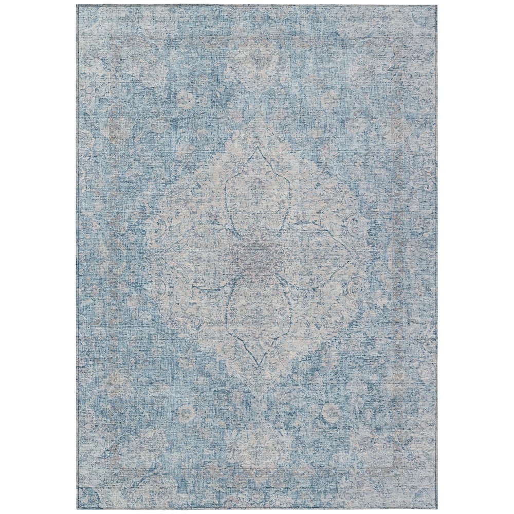 Machine Washable Indoor/Outdoor Chantille ACN2136 Denim 8' x 10' Rug. Picture 1